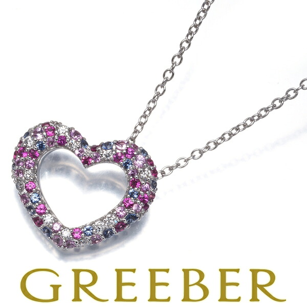 Ponte Vecchio ポンテヴェキオ ネックレス サファイア 0.70ct ダイヤ ダイヤモンド 0.14ct エモツィオーネ ハート K18 保 Necklace【中古】BLJ