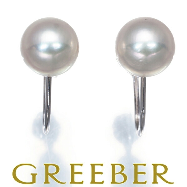★ポイント5倍対象商品★MIKIMOTO ミキモト イヤリング パール 真珠 7.3mm 一粒 K14WG Earrings【中古】BLJ