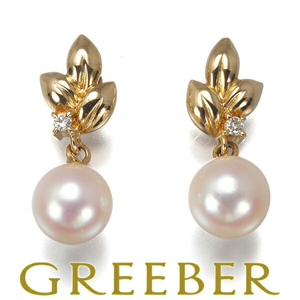 TASAKI K18WG 7ミリパールダイヤモンドピアス タサキダイヤ真珠ピアス