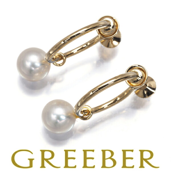 ★ポイント5倍対象商品★ MIKIMOTO ミキモト イヤリング パール 真珠 7.2mm フープ 一粒 K18YG Earrings【中古】BLJ｜グリーバー