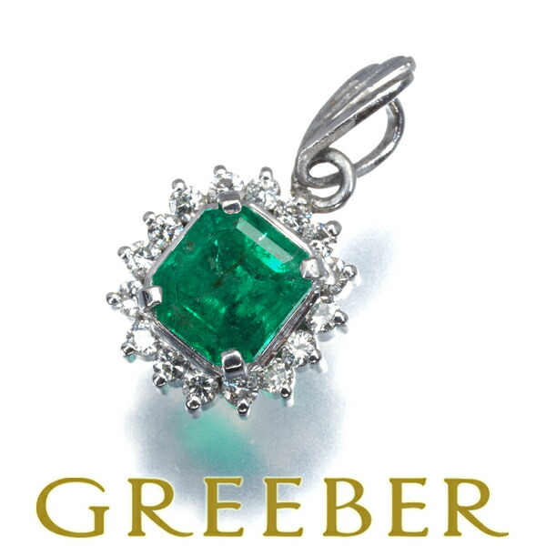 ★ポイント5倍対象商品★エメラルド 0.84ct ダイヤ ダイヤモンド ダイヤ ダイヤモンド 0.23ct クラシック ペンダント トップ Pt Pendant【中古】GENJ