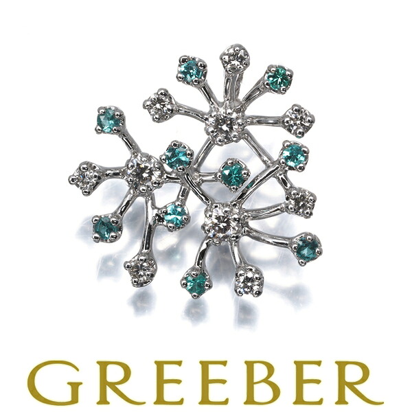 パライバトルマリン 0.20ct ダイヤ ダイヤモンド 0.32ct ペンダント トップ K18WG Pendant【中古】GENJ