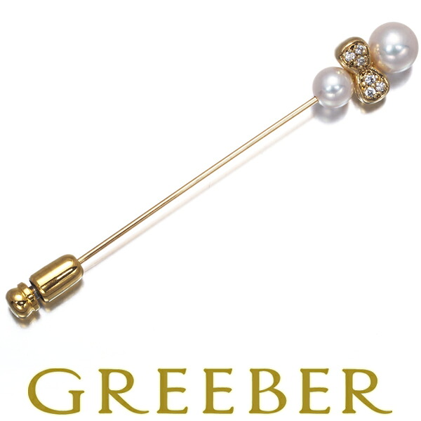 MIKIMOTO ミキモト ブローチ パール 真珠 6.0-7.3mm ダイヤ ダイヤモンド ラペルピン K18YG Brooch【中古】BLJ 大幅値下げ品｜グリーバー