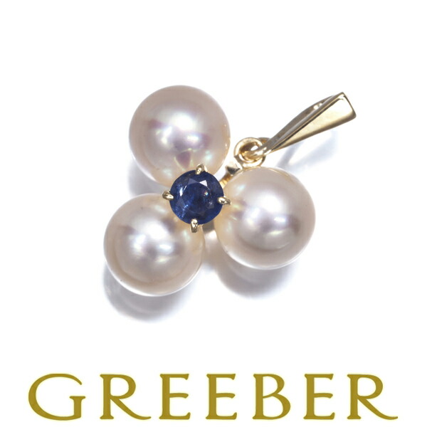 14日20:00スタート!★ポイント5倍対象商品★ MIKIMOTO ミキモト ペンダント トップ パール 真珠 6.3mm サファイア K14YG Pendant【中古】BLJ