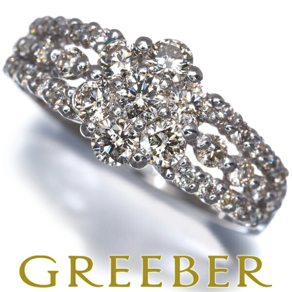 ライトブラウン ダイヤ ダイヤモンド 1.00ct パヴェ リング Pt900 Ring 指輪 【中古】GENJ