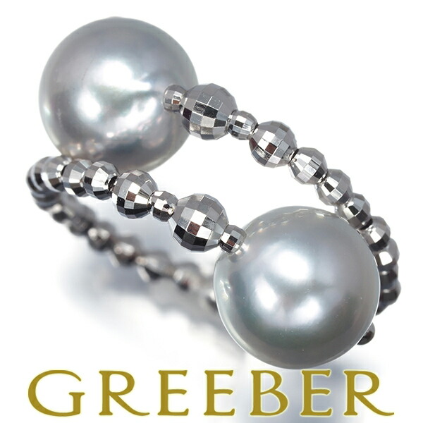 ★ポイント5倍対象商品★パール 真珠 8.1mm カットボール フリーサイズ リング K18WG/ワイヤー Pearl Ring 指輪 【中古】GENJ