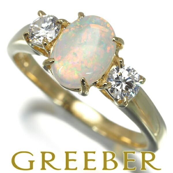 ノワールドプーペ 9号 リング ダイヤモンド オパール ゴールド 指輪 美品 ノワールドプーペ 9号 リング ダイヤモンド オパール ゴールド