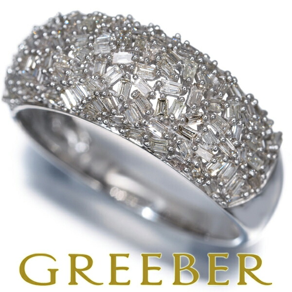 ダイヤ ダイヤモンド 0.50ct パヴェ テーパーカット リング K18WG Ring 指輪 【中古】GENJ