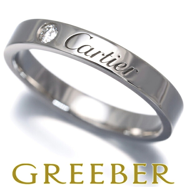 ★ポイント5倍対象商品★ Cartier カルティエ リング ダイヤ ダイヤモンド Cドゥ エングレーブド ウェディング 1P 51号 Pt950 Ring 指輪 【中古】BLJ|グリーバー