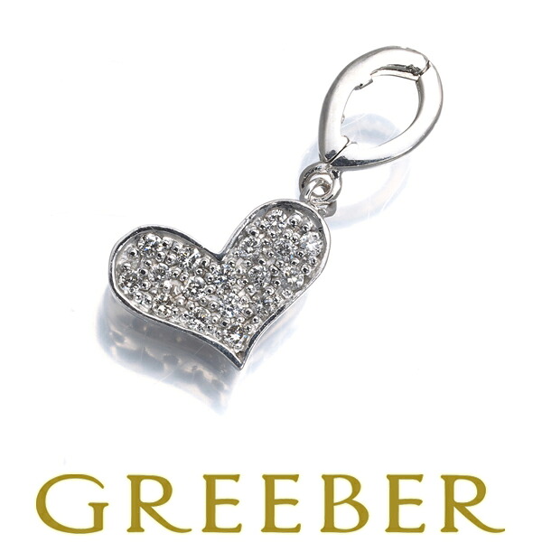 ダイヤ ダイヤモンド 0.17ct パヴェ ハート ペンダント トップ K18WG Pendant【中古】GENJ 大幅値下げ品｜グリーバー