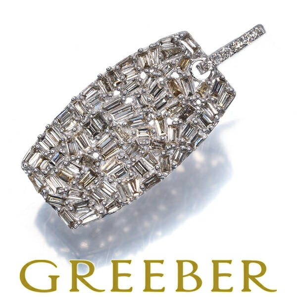 ★ポイント5倍対象商品★ブラウン ダイヤ ダイヤモンド 0.80ct テーパーカット ペンダント トップ K18WG Pendant【中古】GENJ