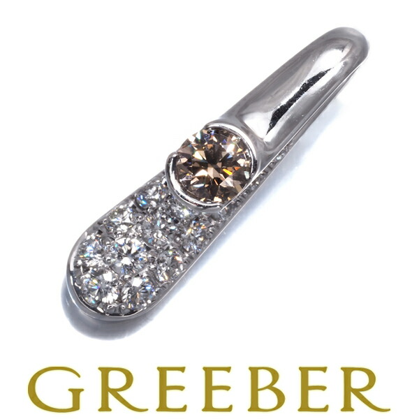 ★ポイント5倍対象商品★KASHIKEY カシケイ ペンダント トップ ブラウン&クリアダイヤ ダイヤモンド 0.30ct/0.50ct パヴェ Pt900 Pendant【中古】BLJ