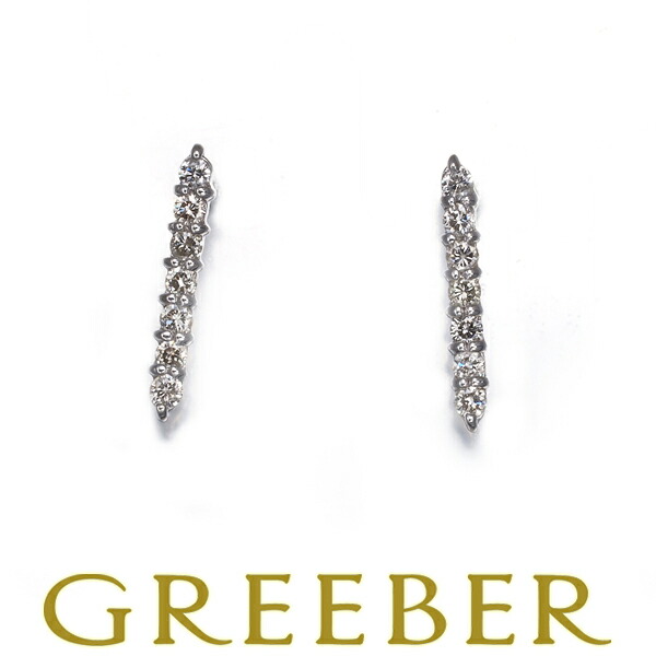 ダイヤ ダイヤモンド 0.10ct/0.10ct 7P ピアス K18WG Pierce【中古】GENJ