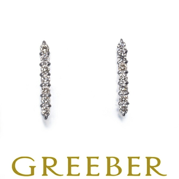 ダイヤ ダイヤモンド 0.10ct/0.10ct 7P ピアス K18WG Pierce【中古】GENJ