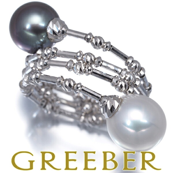 パール 真珠 8.0-8.5mm フリーサイズ リング K18WG/ワイヤー Pearl Ring 指輪 【中古】GENJ