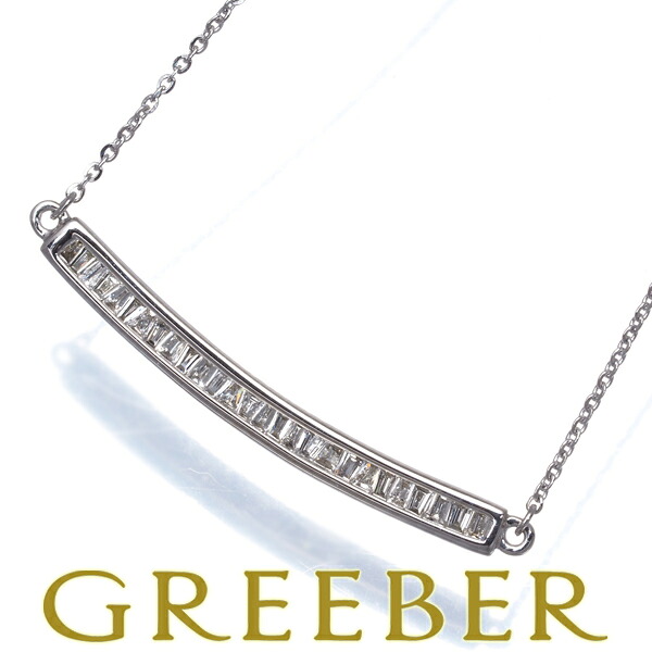 ダイヤ ダイヤモンド 0.20ct テーパーカット ネックレス K18WG Necklace【中古】GENJ 49,680円