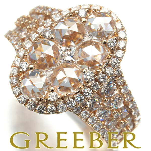 ローズカットダイヤ ダイヤモンド 1.90ct 2種カット リング K18PG Diamond Ring 指輪 【中古】GENJ 限界値下げ品|グリーバー