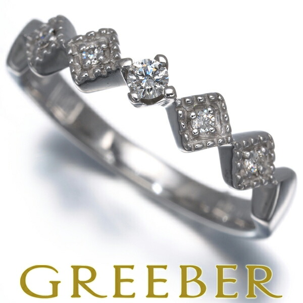 ★ポイント5倍対象商品★ ミッシェルクラン リング ダイヤ ダイヤモンド 0.09ct ミルグレイン 11.5号 K18WG Ring 指輪 【中古】BLJ/GENJ