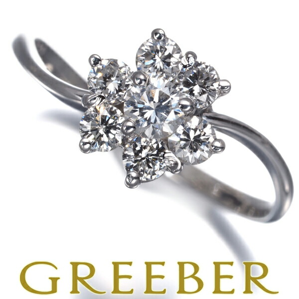 ★ポイント5倍対象商品★ダイヤ ダイヤモンド 0.51ct フラワー リング K18WG Ring 指輪 【中古】GENJ 45,370円