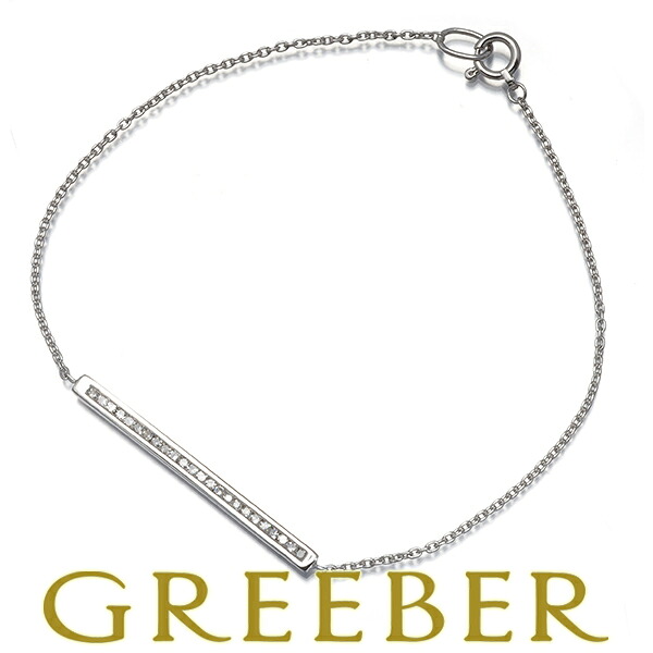 ★ポイント5倍対象商品★ダイヤ ダイヤモンド シングルカット バー ブレスレット K14WG/K18WG Bracelet【中古】GENJ