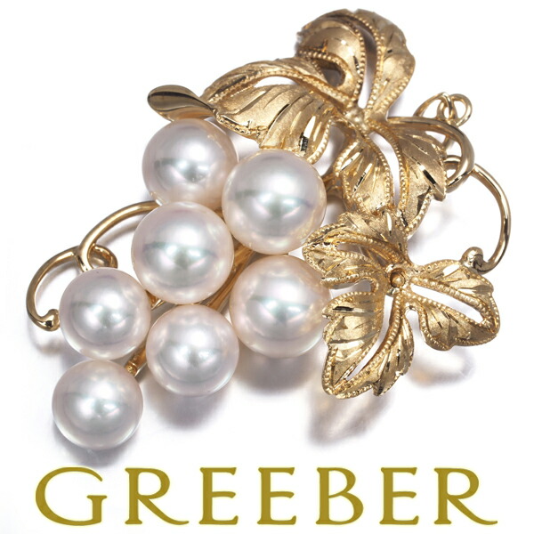MIKIMOTO ミキモト ペンダント トップ パール 真珠 5.8-6.7mm 葡萄 K14YG Pendant【中古】BLJ