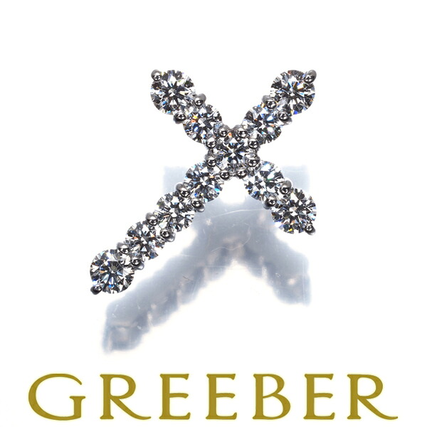 ★ポイント5倍対象商品★ダイヤ ダイヤモンド 1.06ct クロス ペンダント トップ Pt900 Pendant【中古】GENJ