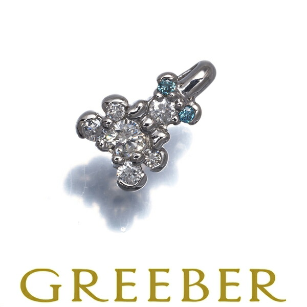 ブルー&クリア ダイヤ ダイヤモンド 0.23ct 熊 クマ アニマル ペンダント トップ Pt900 Pendant【中古】GENJ 大幅値下げ品|グリーバー