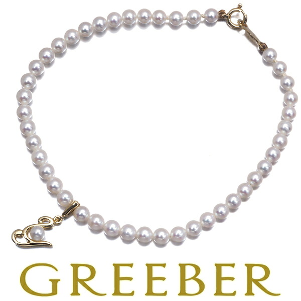 ★ポイント5倍対象商品★ MIKIMOTO ミキモト ブレスレット ベビー パール 真珠 3.5-3.9mm イニシャル アルファベット Y K18YG Bracelet【中古】BLJ
