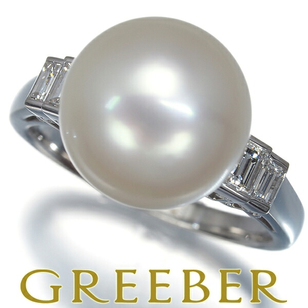 ★ポイント5倍対象商品★ MIKIMOTO ミキモト リング パール 真珠 11.5mm ダイヤ ダイヤモンド 0.32ct 12号 Pt900 Pearl Ring 指輪 【中古】BLJ