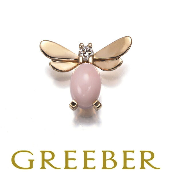 ★ポイント5倍対象商品★CHAUMET ショーメ ピアス ピンクオパール ダイヤ ダイヤモンド アトラップモワ 蜂 ハチ アニマル 片耳 K18PG Pierce【中古】BLJ