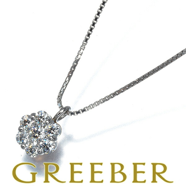 ★ポイント5倍対象商品★ ダイヤ ダイヤモンド 0.40ct フラワー クローバー リバーシブル ネックレス Pt900/Pt850/K18PG Necklace【中古】GENJ|グリーバー