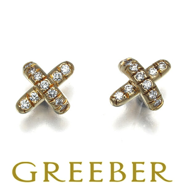 【美品】ティファニー K18 クロスステッチ ダイヤ ピアス 片耳用 6737 美品】ティファニー K18 クロスステッチ ダイヤ ピアス 片耳用 6737