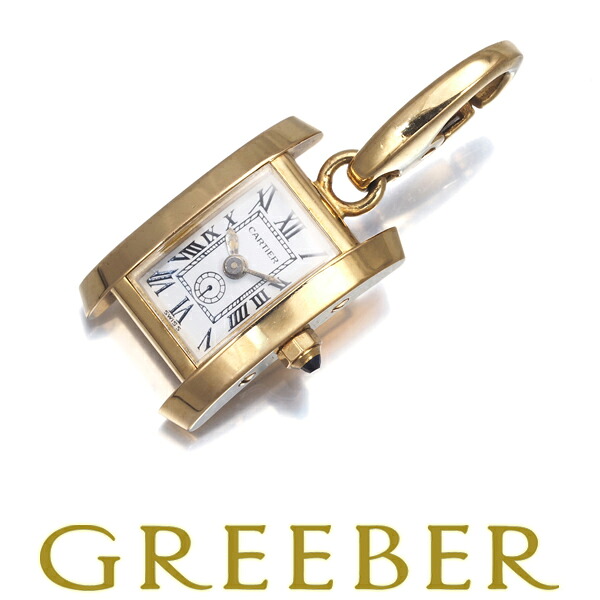 ★ポイント5倍対象商品★Cartier カルティエ ペンダント トップ サファイア タンク 時計 チャーム K18YG/ガラス Pendant【中古】BLJ