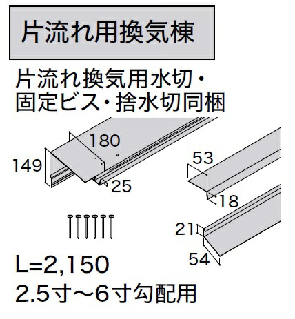 ★アイジー実業 【片流れ用風通し棟】KT2-○○○ 1書き割り ガルテクト 嘱する品★