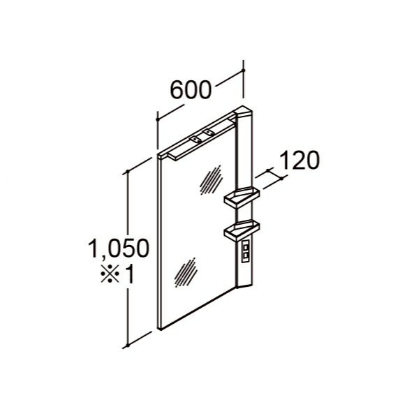 ★銀鏡収納家具 リフラ 間口600粍 高さ1050粍 LED照明装置 1面鏡（大型鏡）くもり止め厚地の外套付 MFRV1-601XJU LIXIL INAX★【貨物輸送無料】