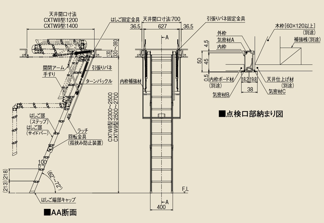 最安 楽天市場 ダイケン アルミ天井収納はしご Cxtw8型 点検口 はしご部セット 天井高2300 2500mm 8尺タイプ アルミ製 内装 天井裏 収納 送料無料 建材アウトレットrico 高い素材 Lexusoman Com