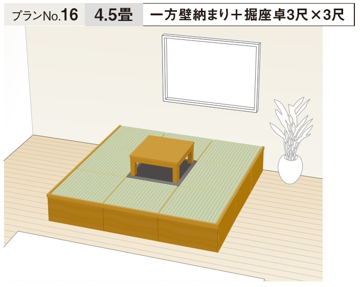 正規店仕入れの 畳が丘 プランno 16 一方壁納まり 堀座卓3尺 3尺 4 5畳 パナソニック 畳 くつろぎ 収納 リフォーム Diy 送料無料 最終値下げ Www Lexusoman Com