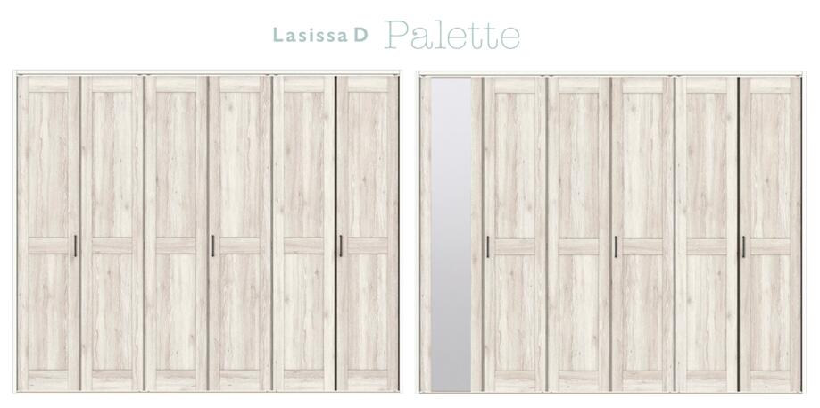 ★リクシル クローゼットドア 押入れ 折れ戸 ラシッサ D パレット LAC【APCF-○Z-○-○-○-BZ-○】H2306mm レールタイプ 把手付 ケーシング枠 ミラーなし/ミラー付 3スパン/4スパン 6枚 8枚 扉 建具 リフォーム LIXIL★【送料無料】｜建材アウトレットRico