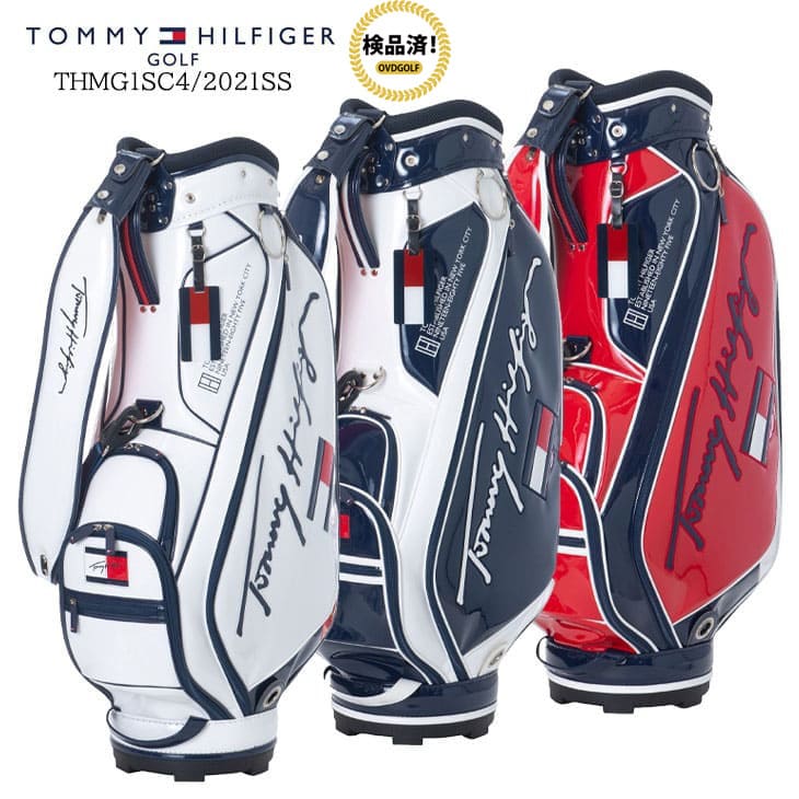 2021SS TOMMY_HILFIGER トミーヒルフィガー THMG1SC4 CURSIVE_CADDIE_BAG カーシブキャディバッグ カート 9型46インチ対応  口枠6分割 正規通販