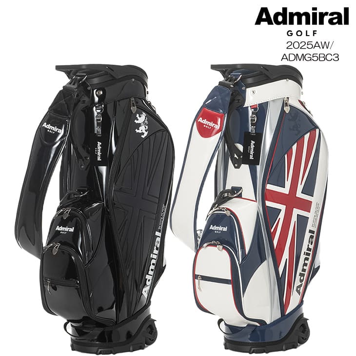 admiral　ゴルフ　キャディバッグ　9.5型　6分割　エナメル生地　ネイビー Admiral Golf アドミラルゴルフ カートキャディバッグ エナメル