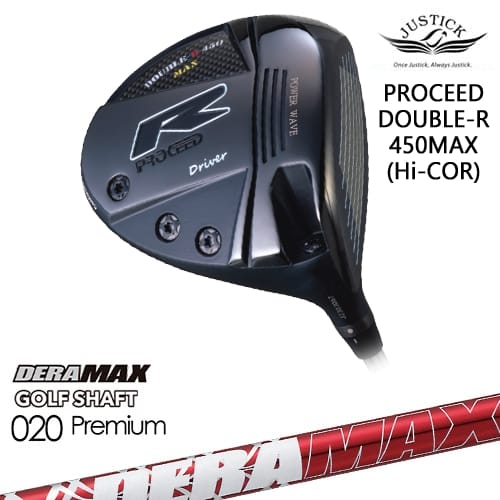 【OVDカスタム】PROCEED DOUBLE-R 450MAX ドライバー Hi-CORモデル[DW]ジャスティックJUSTICK DERA MAX GOLF SHAFT 赤デラ 020D デラマックス
