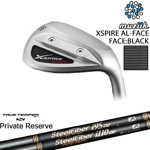 【工房カスタム】XSPIRE AL-FACE ウェッジ フェース：ブラック[WD]ムジークMUZIIK SteelFiberｉシリーズ SteelFiber Private Reserve トゥルーテンパー