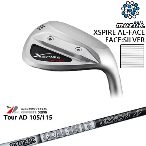 【工房カスタム】XSPIRE AL-FACE ウェッジ フェース：シルバー[WD]ムジークMUZIIK TourAD 105 115 ツアーAD 105 115グラファイトデザイン｜カスタムクラブ工房 OVDGOLF