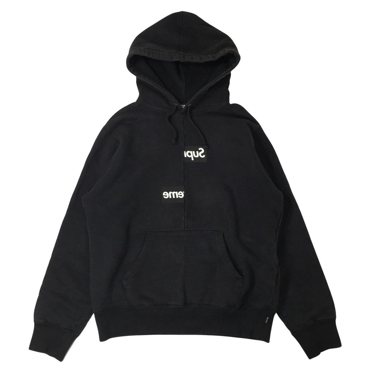 希少　Supreme フーディ 袖ロゴプリント　パーカー　バイカラー fw21sw32black_1.jpg