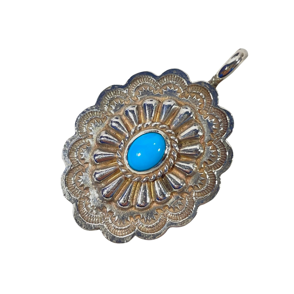 goro's ゴローズ　金縄ターコイズコンチョ goro's (ゴローズ) 金縄ターコイズ付きフラワーコンチョ横 シルバー