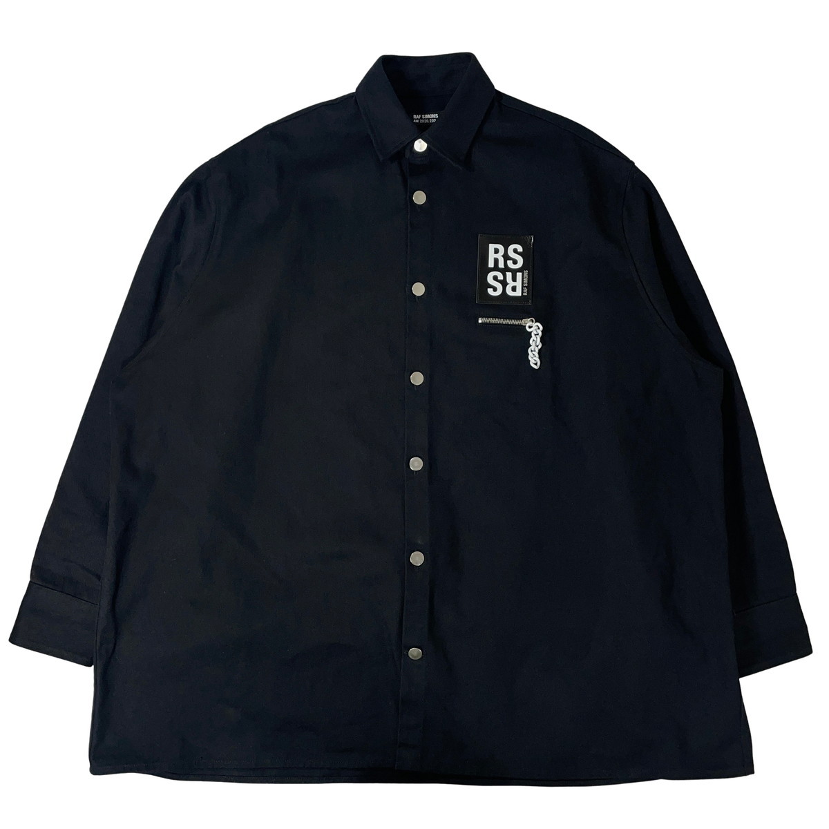 ラフシモンズ RAF SIMONS BIG FIT DENIM SHIRT BLACK With ZIPPED POCKET オーバーサイズデニムシャツジャケット 202-247-10130 M 【中古】【A1】