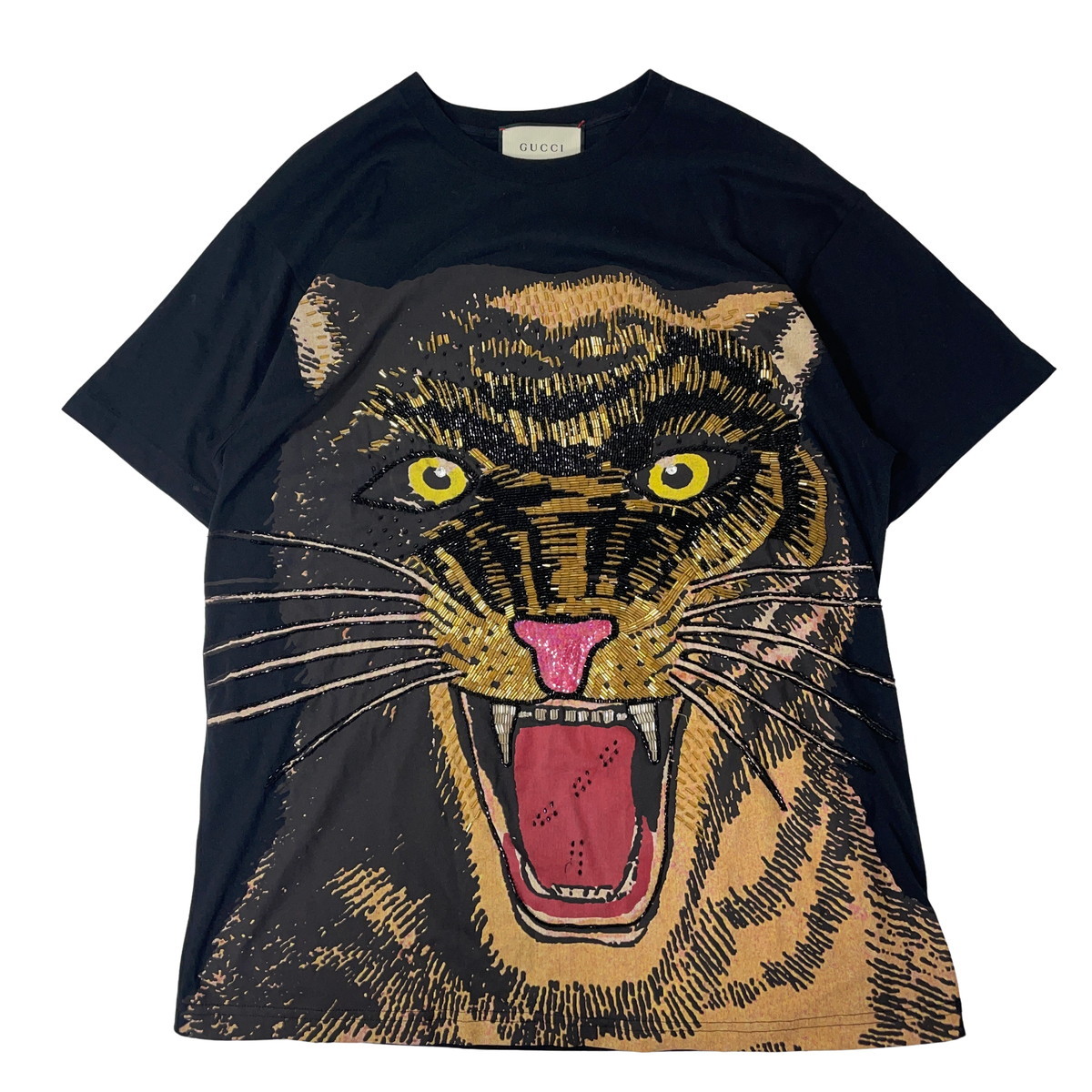 【美品】GUCCI Tシャツ スパンコール 虎 タイガー 黒 S GUCCI - 【美品】GUCCI Tシャツ スパンコール 虎 タイガー 黒 S