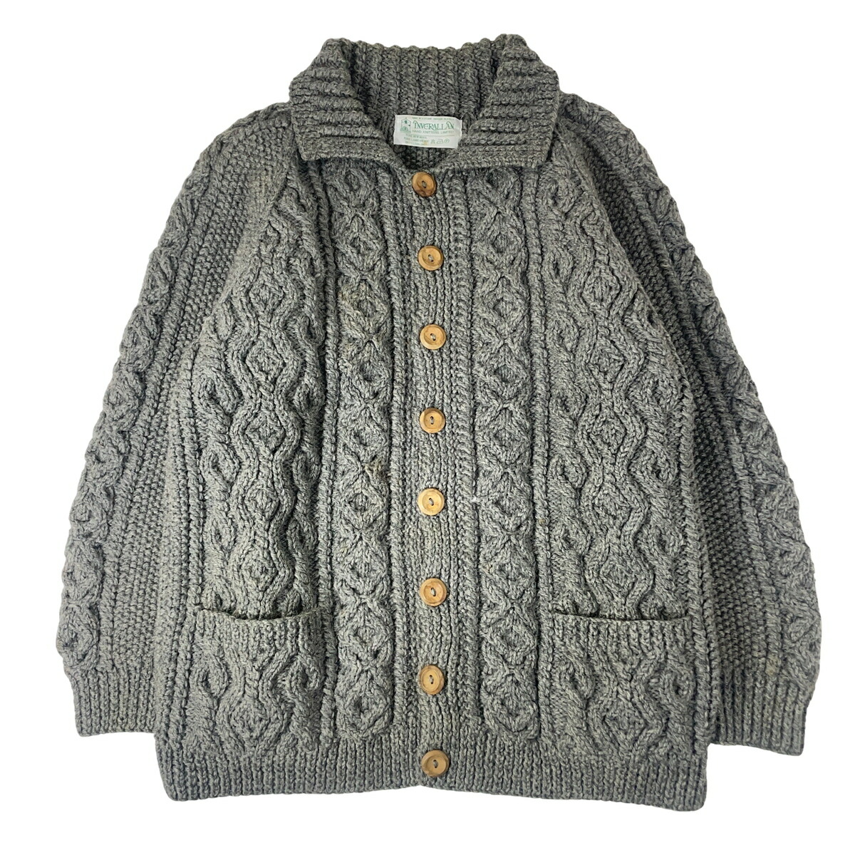 INVERALLAN インバーアラン A3 有線テレビ編み物 ジレー スコットランド製 緑曳き船 薄墨色  【中古】【A3】