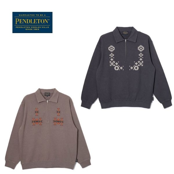 ペンドルトン PENDLETON ピグメントダイ エンブロイダリー ハーフジップ プルオーバー L/S Pigmentdye EMB Half Zip Pullover 5475-1023