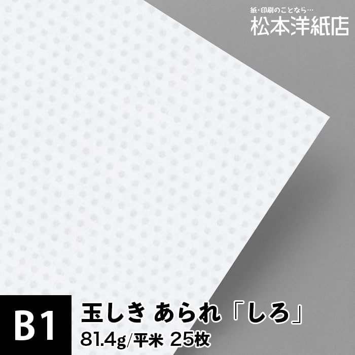 玉しき あられ「しろ」81.4g/平米 0.12mm B1 25枚, 和風 紙 江戸小紋 印刷用紙 印刷紙 おしゃれ ファインペーパー メッセージ カード はがき 名刺 案内状 招待状 水玉 あられ柄 画用紙